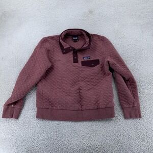 Patagonia Micro D Snap-T Sweatshirt Womens Medium Maroon Organic Cotton Quilt